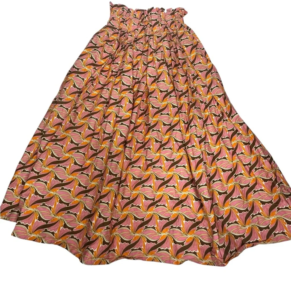 NWT Anthro x Devotion Twins Kotronas Vibrant Floral Polished Cotton Midi Skirt S - Picture 8 of 14